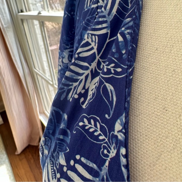 French Connection Besima Tropical Print Button Flare Blue Dress - Picture 4 of 9